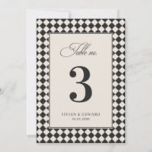 Numéro de table de mariage à carreaux à l'ancienne (Dos)