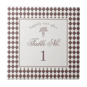 Numéro de table de mariage à carreaux Harlequin ma
