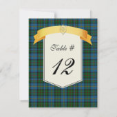 Numéro de table de mariage à carreaux tartan Clan  (Dos)