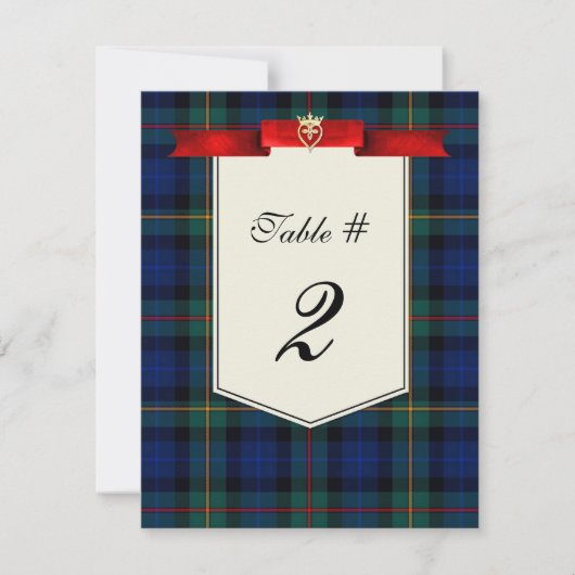 Numéro de table de mariage à carreaux tartan de Sm (Devant)