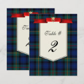 Numéro de table de mariage à carreaux tartan de Sm (Devant / Derrière)