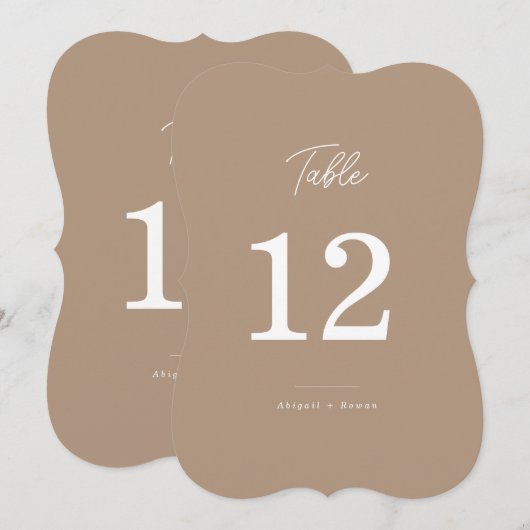 Numéro de table de mariage à découper en écriture (Devant / Derrière)