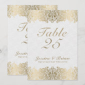Numéro de table de mariage à dentelle dorée et bla (Devant / Derrière)