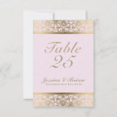 Numéro de table de mariage à dentelle dorée et ros (Dos)