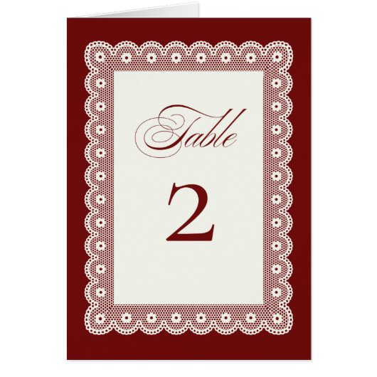 Numéro de table de mariage à dentelle rouge - Déco (Devant)