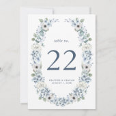 Numéro de table de mariage à fleurs bleues (Dos)