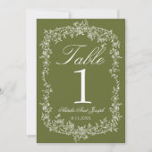 Numéro de table de mariage à fleurs fantaisie vert (Devant)