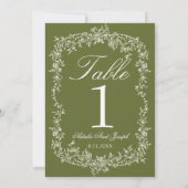 Numéro de table de mariage à fleurs fantaisie vert (Dos)