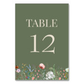 Numéro de table de mariage à fleurs sauvages vert  (Dos)