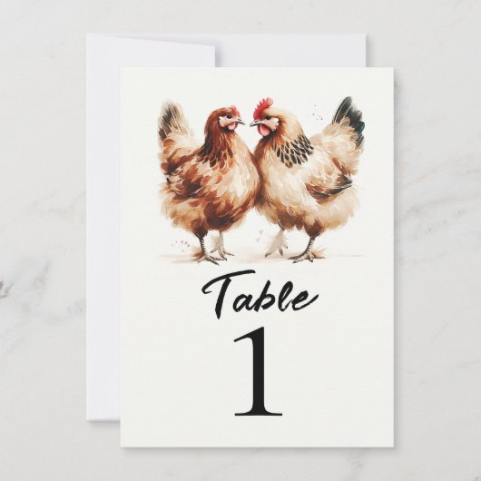 Numéro de table de mariage à la campagne pour poul (Devant)