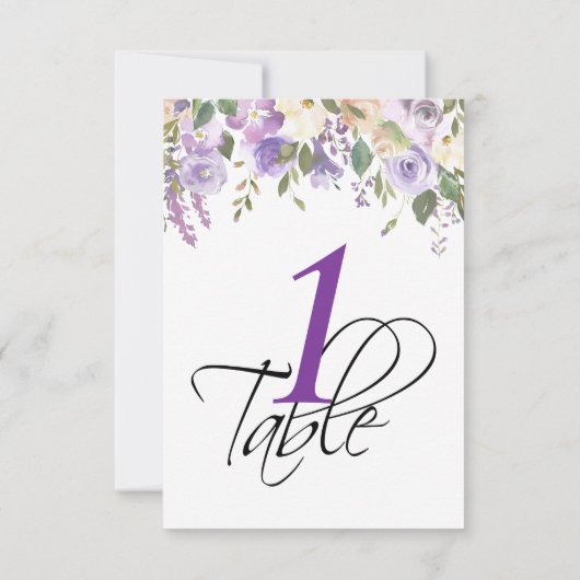 Numéro de table de mariage à la lavande florale aq (Dos)