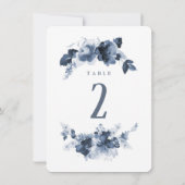 Numéro de table de mariage à l'aquarelle bleue (Dos)