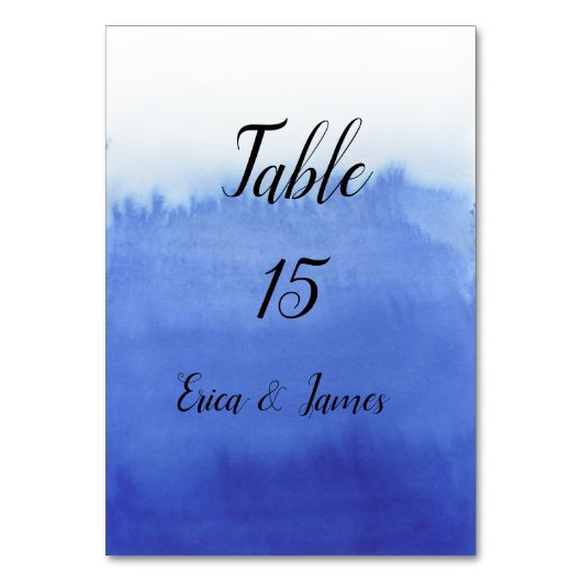 Numéro de table de mariage à l'aquarelle bleue (Par défaut)