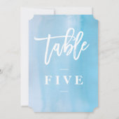 Numéro de table de mariage à l'aquarelle bleue (Dos)
