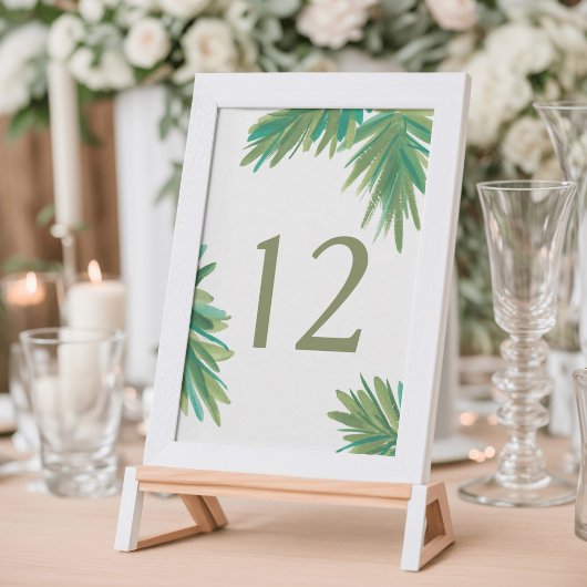 Numéro de table de mariage à l'aquarelle de bois d