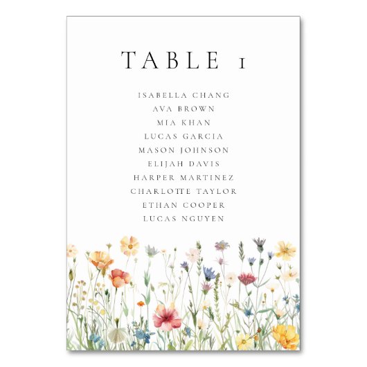 Numéro de table de mariage à l'aquarelle de fleurs (Par défaut)