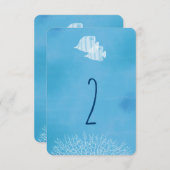 Numéro de table de mariage à l'aquarelle de poisso (Devant / Derrière)