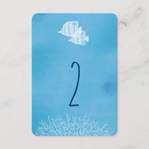 Numéro de table de mariage à l'aquarelle de poisso
