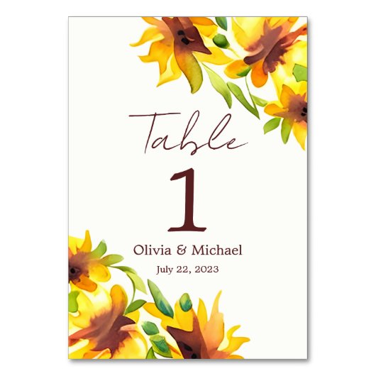 Numéro de table de mariage à l'aquarelle élégante (Par défaut)