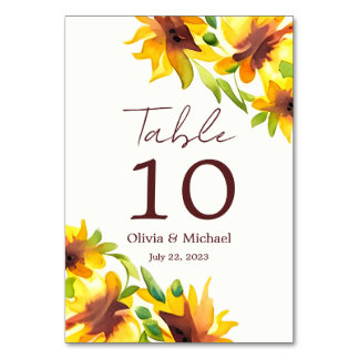 Numéro de table de mariage à l'aquarelle élégante