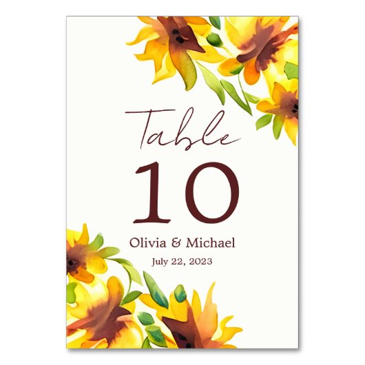Numéro de table de mariage à l'aquarelle élégante (Par défaut)