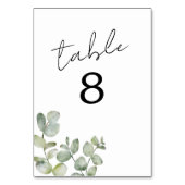 Numéro de table de mariage à l'aquarelle Eucalyptu (Dos)