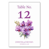 Numéro de table de mariage à l'aquarelle Orchidées (Dos)