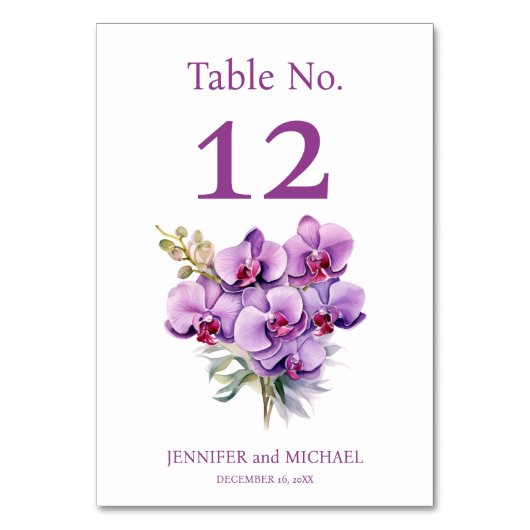 Numéro de table de mariage à l'aquarelle Orchidées (Par défaut)