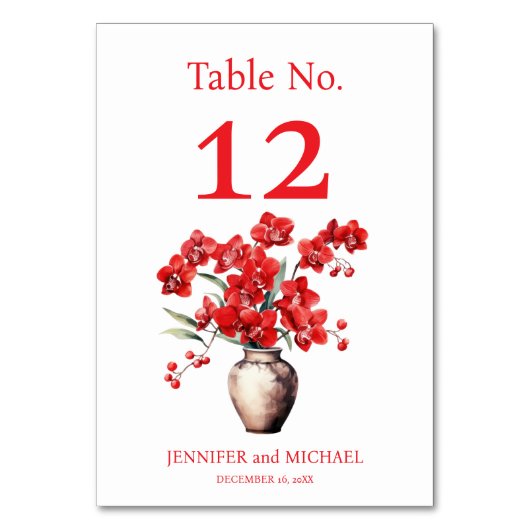 Numéro de table de mariage à l'aquarelle Orchidées (Par défaut)