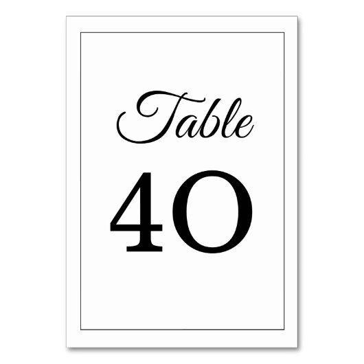 Numéro de table de mariage à l'écriture élégante e (Par défaut)