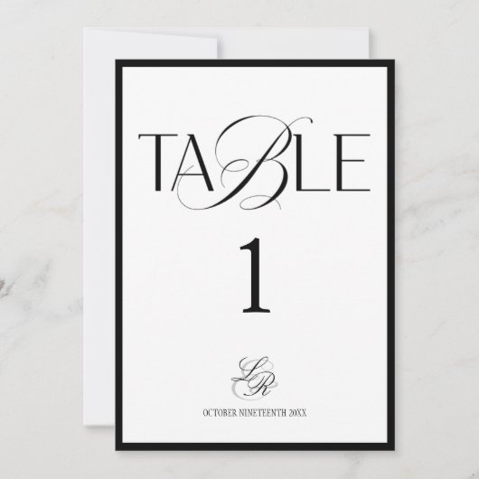 Numéro de table de mariage à monogramme d'ancien a (Devant)