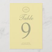 Numéro de table de mariage à monogramme jaune beur (Dos)