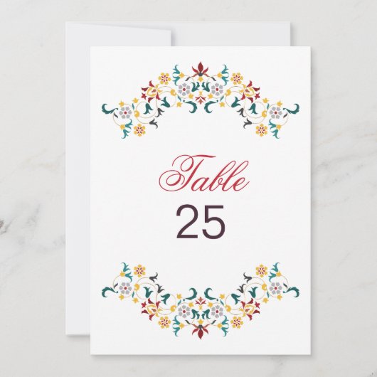 Numéro de table de mariage à motif géométrique vin (Devant)