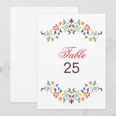 Numéro de table de mariage à motif géométrique vin (Devant / Derrière)