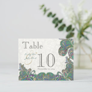 Numéro de table de mariage à motifs cachemire de c