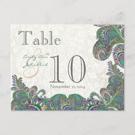 Numéro de table de mariage à motifs cachemire de c (Devant)