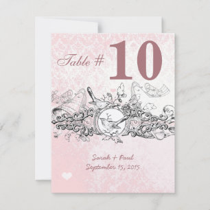 Numéro de table de mariage à parchemin musical ros