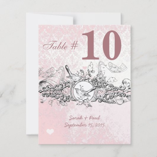 Numéro de table de mariage à parchemin musical ros (Devant)