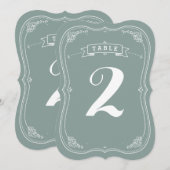 Numéro de table de mariage à parchemin vintage (Devant / Derrière)