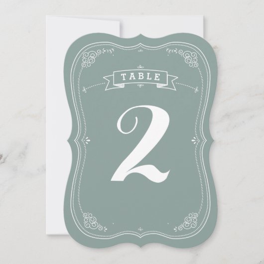 Numéro de table de mariage à parchemin vintage (Devant)