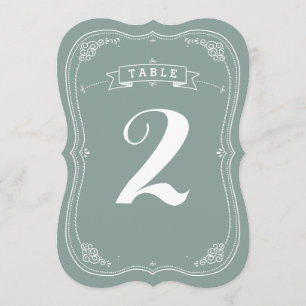 Numéro de table de mariage à parchemin vintage