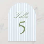 Numéro de table de mariage à rayures bleues élégan (Devant)