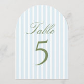 Numéro de table de mariage à rayures bleues élégan (Dos)