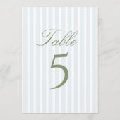 Numéro de table de mariage à rayures bleues élégan (Dos)