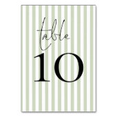 Numéro de table de mariage à rayures vert sauge (Dos)