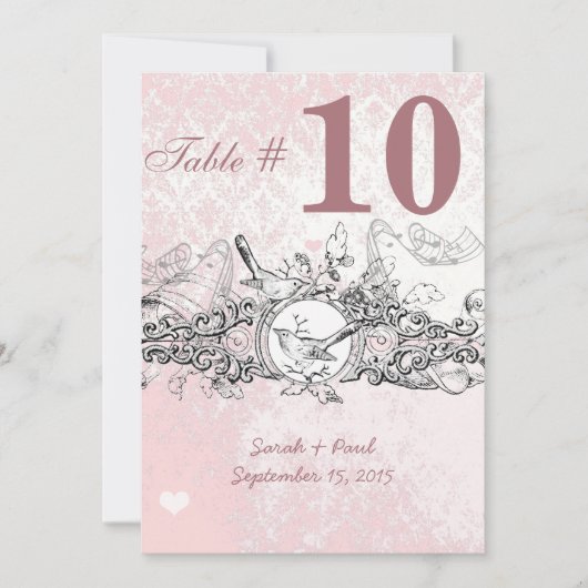 Numéro de table de mariage à rouleau musical rose  (Devant)