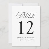Numéro de table de mariage à typographie élégante  (Devant)
