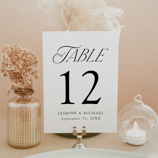 Numéro de table de mariage à typographie élégante 
