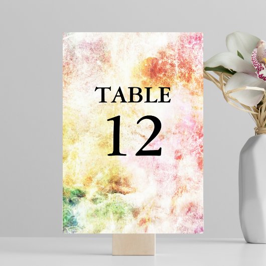 Numéro de table de mariage abstrait aux couleurs d