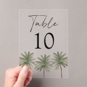 Numéro de table de Mariage acrylique minimal Palm (In situ (ordinateur de poche))